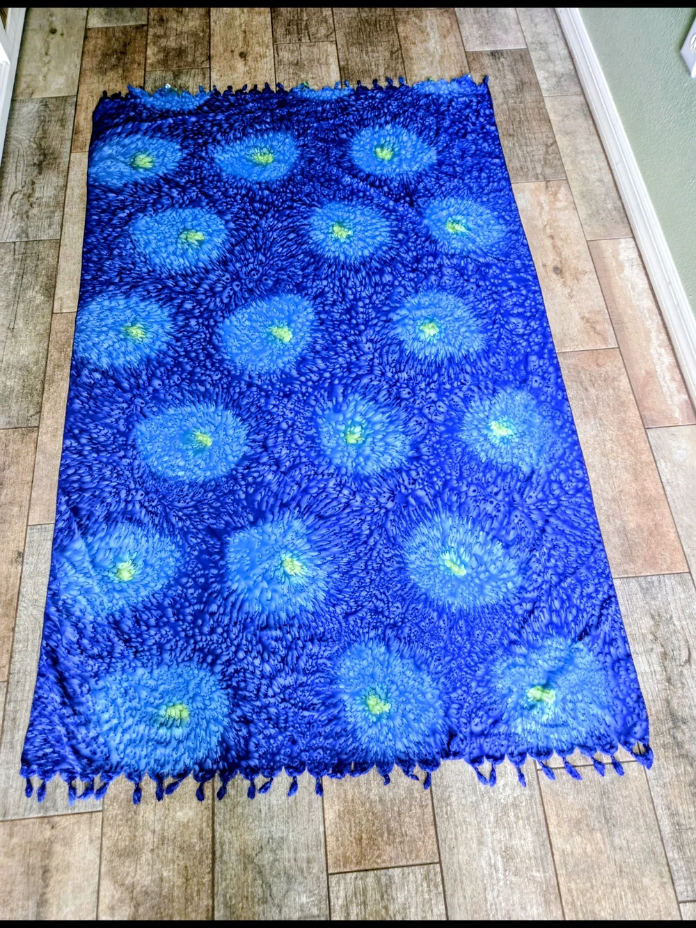 Vibrant Blue Floral Accent Swimsuit Wrap / Shawl